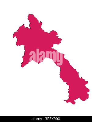 Map of Laos, sign silhouette. World Map Globe. Vector Illustration isolated on white background. Asian continent Stock Vector