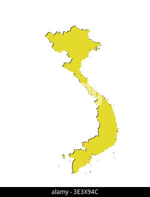 Map of Vietnam, sign silhouette. World Map Globe. Vector Illustration isolated on white background. Asian continent Stock Vector