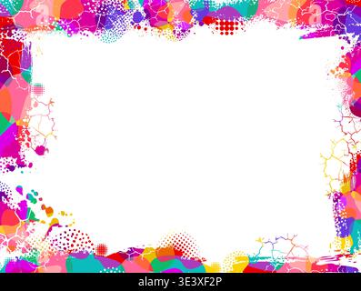 Frame of colored blots. Hand drawn. Not AI, vector illustration. Stock Vector