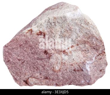 Macro image of sedimentary rock samples of pink sandstone against white background Stock Photo