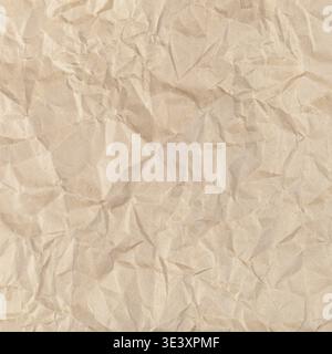 Close-up square wrinkled kraft paper background Stock Photo