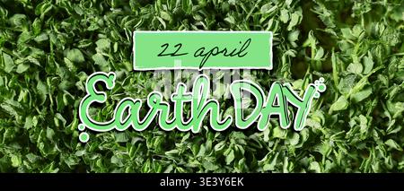 Banner for Earth Day with green plants Stock Photo