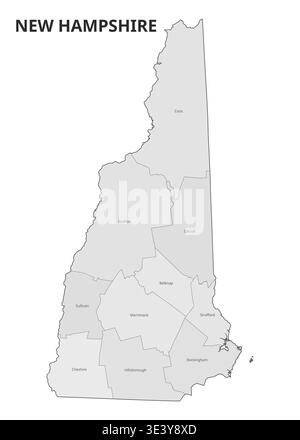 New Hampshire State Map with Counties Stock Vector