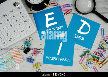 EDI Electronic Data Interchange text phrase of business and financial concept Stock Photo