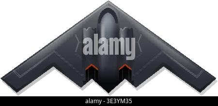A detailed vector illustration of a dark gray stealth bomber isolated on white background Stock Vector