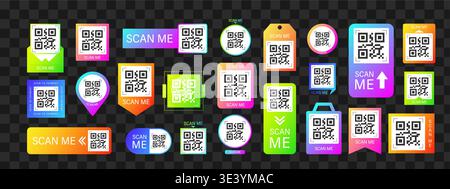 Scan me Frame. Online payment template with barcode. QR code sticker for mobile app. Pay now by phone. Click button and icon for business. Minimalist Stock Vector