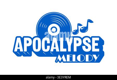 Blue Y2K streetwear apocalypse melody icon or label. Brand graphic funky print, streetwear futuristic Y2K isolated vector icon. Apparel typography vintage label element or clothing text retro emblem Stock Vector