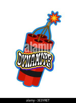 Corsair pirate dynamite retro Y2K sticker or patch. Filibuster treasure hunting vintage tag, piracy and marine Y2K vector sticker. TNT explosive with burning wick, corsair nautical retro label Stock Vector