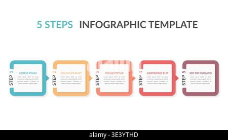 Infographic template with five elements with numbers and place for your text, workflow, process chart, steps or options, vector eps10 illustration Stock Vector