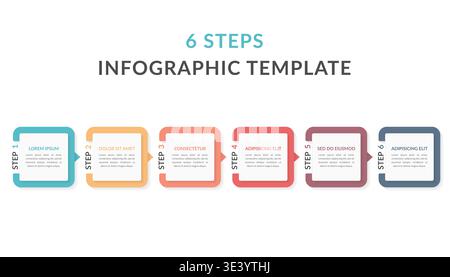 Infographic template with six elements with numbers and place for your text, workflow, process chart, steps or options, vector eps10 illustration Stock Vector