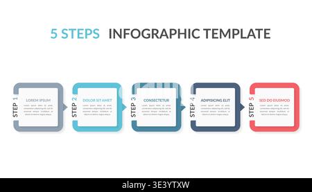 Infographic template with five elements with numbers and place for your text, workflow, process chart, steps or options, vector eps10 illustration Stock Vector