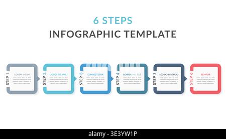 Infographic template with six elements with numbers and place for your text, workflow, process chart, steps or options, vector eps10 illustration Stock Vector