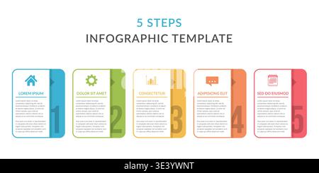 Five infographic elements with numbers, icons and place for your text, workflow, process chart, steps or options, vector eps10 illustration Stock Vector