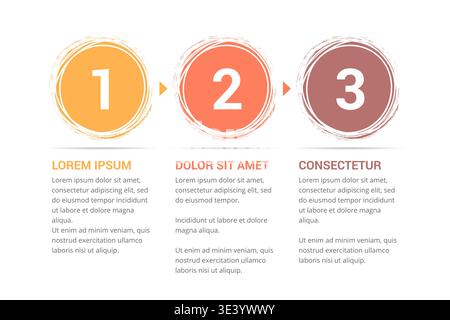 Infographic template with numbers in circles and text, three steps or options, process chart, vector eps10 illustration Stock Vector