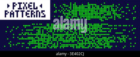 Two pixel art rectangular dissolve patterns. Stock Vector