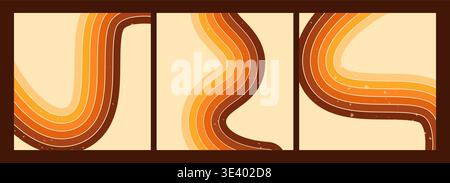 Set with square designs, rainbow stripe waves. Stock Vector