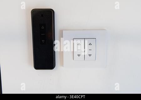 Modern Wall Remote Control Switches Interior Detail Stock Photo