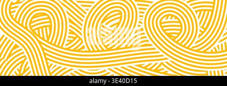 Abstract noodle geometric pattern. Macaroni yellow poster. Wavy abstract pattern. circle in lines vector illustration. Can be used as background. Stock Vector