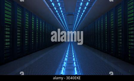 Server racks in server room data center Stock Photo