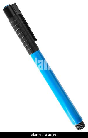 Blue plastic pen isolated on white background Stock Photo