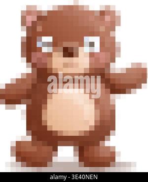 Vector illustration of a cheerful, fluffy brown bear in a friendly, cartoonish style.  Stock Vector