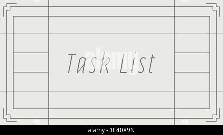 Refined note card illustration featuring task list text centered within a geometric line border and layered rectangular frame details. Stock Vector