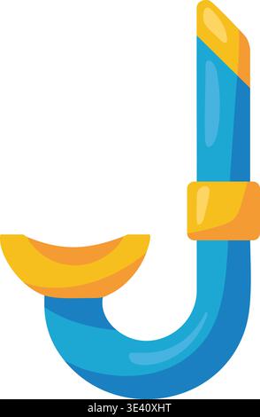 Simple illustration of a blue horseshoe magnet with yellow pole caps in an upright position. Stock Vector
