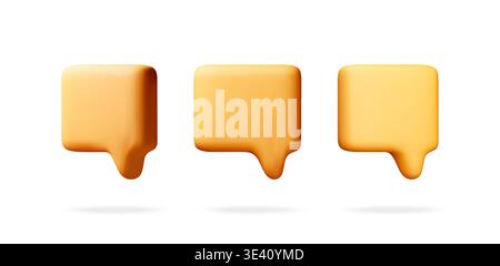 Three orange 3d speech bubble icons Stock Vector
