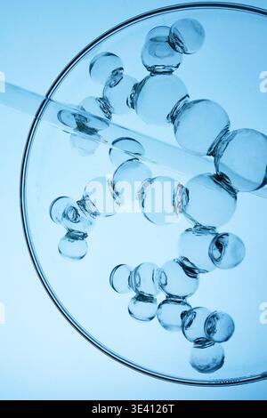 Abstract cosmetic lab. Glass molecules forming abstract science discovery concept Stock Photo