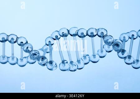 Abstract cosmetic lab. Dna double helix model showing genetic molecular structure Stock Photo