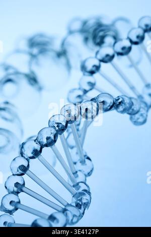 Abstract cosmetic lab. Dna double helix structure representing genetic science research Stock Photo
