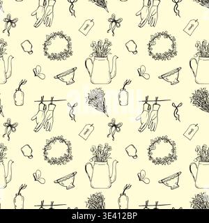 Spring , summer gardening pattern with flower Stock Vector