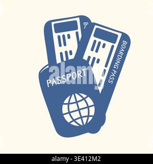Travel icon with passport and boarding pass in flat style. Simple design for tourism, airport services, tickets and journey related concepts. Stock Vector