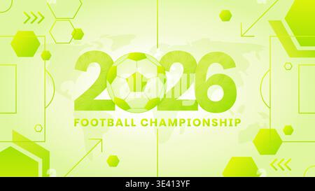 Soccer tournament banner with sport ball and green grass lettering vector illustration. Stock Vector