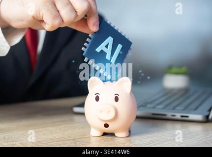 Implementing AI in budget and financial management. Effective spending and control of cash flow transactions. Fintech automation enhances analytics. S Stock Photo