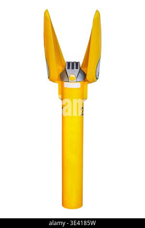 Dutch yellow roadside emergency telephone isolated on a white background Stock Photo