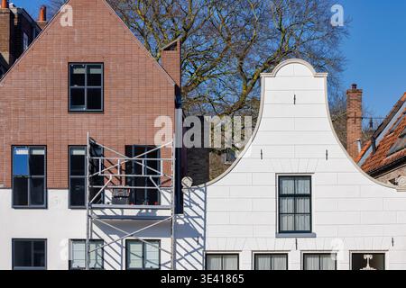 Renovation with construction frame of a canal house Stock Photo