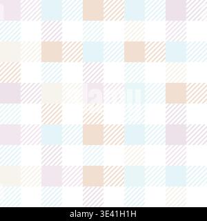 Checkered gingham print, spring picnic tablecloth plaid seamless pattern. Square tartan background for Easter decor Stock Vector