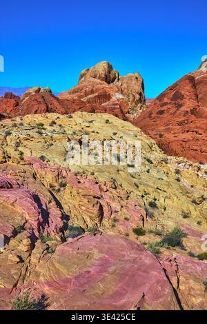 Colorful Sandstone Formations and Desert Landscape Valley of Fire Nevada Stock Photo