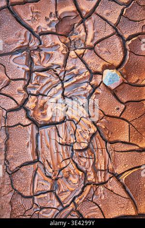Cracked Desert Mud Texture with Intricate Patterns and Earthy Tones Background Stock Photo