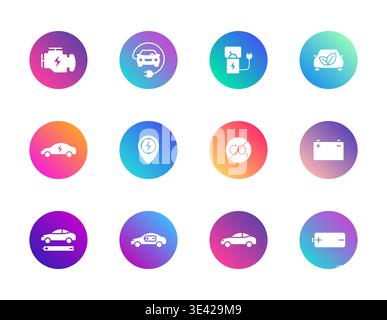 Electric vehicles, charging, low emissions Stock Vector