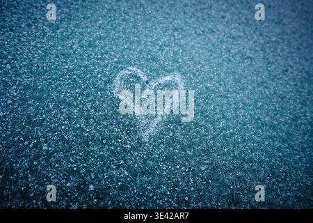 Ice on the window, various patterns, winter. Stock Photo