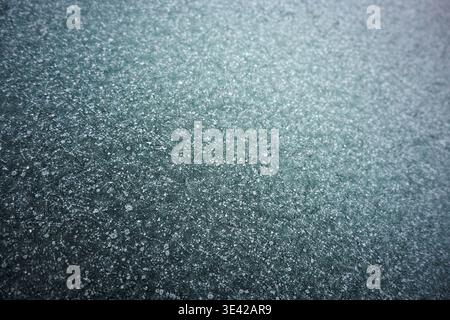 Ice on the window, various patterns, winter. Stock Photo