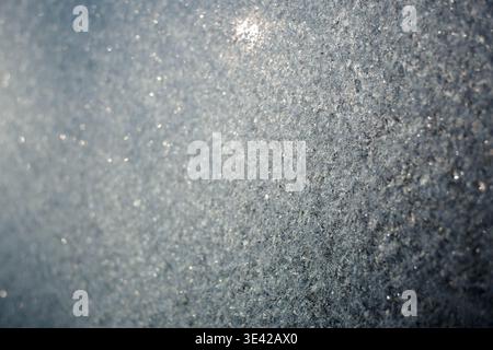 Ice on the window, various patterns, winter. Stock Photo
