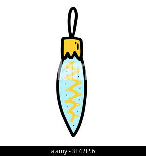 Doodle Christmas ball image. Seasonal ornament Toy isolated on white background. Outline festive decoration. Vector New Year illustration. Icicle sign Stock Vector