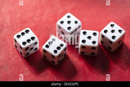 Six Sided Playing Dice Six Throwing Rolling Game of Chance Stock Photo