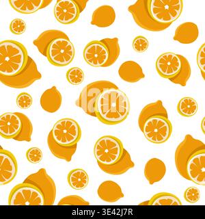 Fruits Lemon Seamless Pattern Design Stock Vector