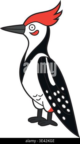 Cute cartoon vector illustration of a woodpecker isolated on white background Stock Vector