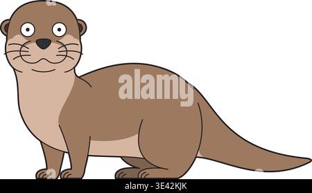 Cute cartoon vector illustration of an otter isolated on white background Stock Vector