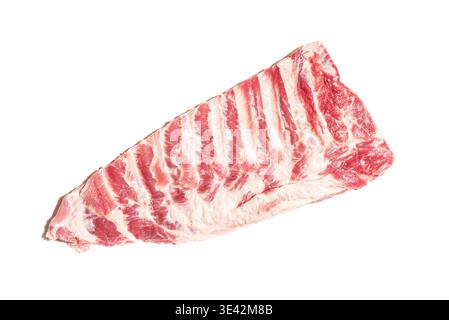 Raw pork ribs ready to cook, isolated on white background. Stock Photo